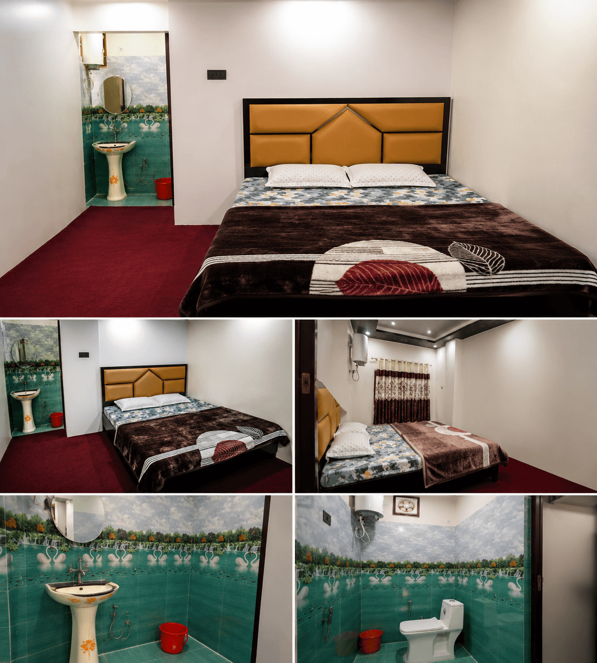 Room and bathroom photo collage